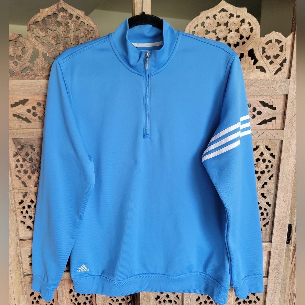 Retro Adidas Climalite Golf, quarter zip Men's Small Pullover, Blue